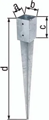Immagine prodotto di Alberts 211301 Presa a terra carrabile, per pali quadrati in legno, zincata a caldo, 91 x 91 mm, lunghezza totale 900 mm