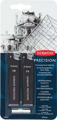 Obrázok produktu pre Derwent 2302430, HB/2B, 0,5 mm, 0.5mm Derwent Precision Mechanical Pencil, Blistr, 30 kusov