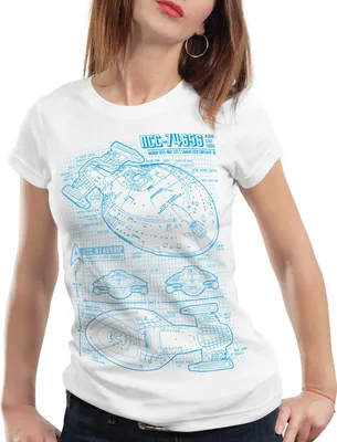 Produktbild von style3 NCC-74656 Voyager T-Shirt Damen trek trekkie blaupause, Farbe:Weiß, Größe:L
