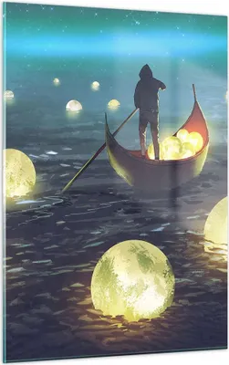 Produktbild von Bilder auf glas - Einteilig - Boot Wasser Märchen - 50x70cm - Glasbilder - Wandbilder - Bilder - zum Aufhängen bereit - Wanddekoration aus Glas - Glas Bilder - Wandbild auf Glas - GPA50x70-4002
