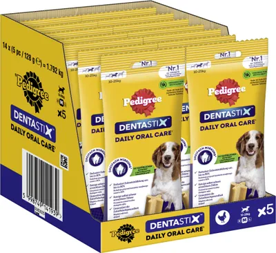 Produktbild von PEDIGREE® DENTASTIX™ Daily Oral Care Beutel mittelgroße Hunde 14 x 5 Stück