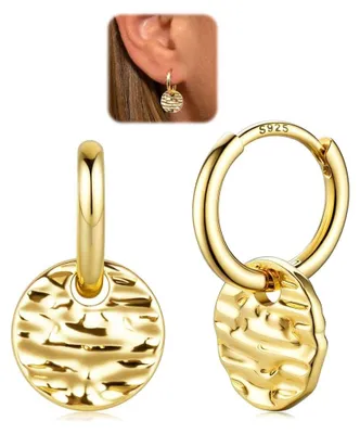 Productafbeelding van 14K Gouden Hoops met Zilver 925 Dangle Oorringen voor Vrouwen