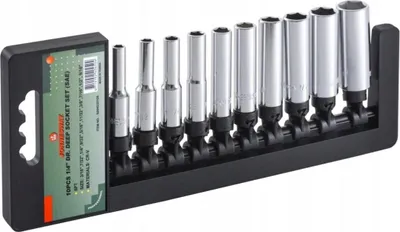 Produktbild von Jonnesway komplet nasadek calowych długich 10 elem.(1/4" 6-kat)   s05hd2210s