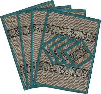 Produktbild von Platzdeckchen, Bastuntersetzer, Tischmatte 4èr Set - Türkis, 25*35*0,3 cm, Tischläufer, Tischdecken