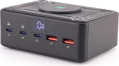 Zdjęcie produktu dla Stacja ładująca USB 190 W z 5 portami (3×USB-C PD + 2×USB-A QC3.0), ładowarka bezprzewodowa 15 W, stacja ładująca do szybkiego ładowania z wtyczką UE