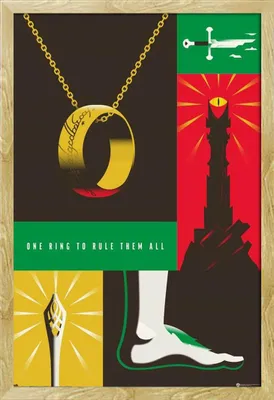 Produktbild von 100 Jahre Warner Bros. - Poster - Herr der Ringe + Wechselrahmen, Shinsuke® Maxi MDF Buche, Acryl-Scheibe