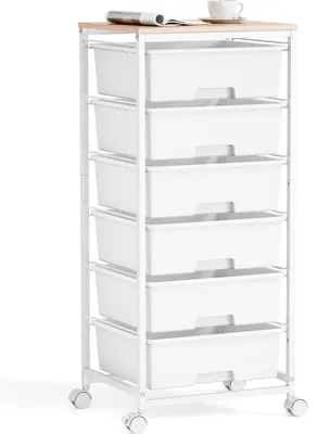 Obrázek produktu pro KINGRACK vozík s 6 velkými zásuvkami a policemi – vozík se zásuvkami