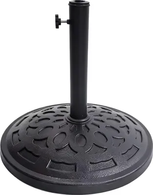 Obrázek produktu pro Relaxdays Stojan na slunečník, pro tyče o průměru 34–48 mm, Ø 49 cm, styl vintage, kulatý stojan na slunečník, černý