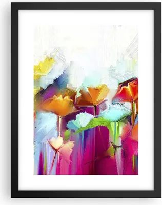 Produktbild von Gerahmtes Poster - Schwarzer Rahmen - Blumen Wiese Sommer - 30x40 cm - Wand Bild - Wanddeko - Wandbilder - Kunstposter - Wandposter - Bilderrahmen - Bilder - Kunstdruck - Wandbild - P2BPA30x40-4095