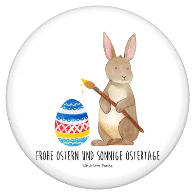 Produktbild von Mr. & Mrs. Panda Pin Hase Eier Malen - Weiß - Geschenk, Ostergrüße, Anstecker, Badge, Frohe Ostern, Kaninchen, Button, Osterhase, Osternest, Plakette