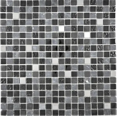 Produktbild von Transluzent Edelstahl Glasmosaik Stein Stahl schwarz Glas matt Wand Fliesenspiegel Küche Bad MOS92-0322_f | 10 Mosaikmatten