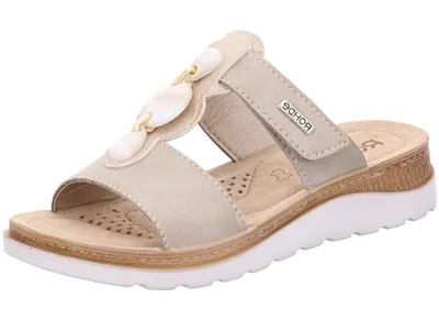 Produktbild von Rohde Damen Pantolette Steinverzierung Klettverschluss Baviera 1305, Größe:41 EU, Farbe:Beige