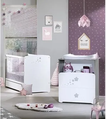 Produktbild von Nao Duo Babyzimmer: 120x60 Bett, Wickelkommode - Babypreis - Weiß