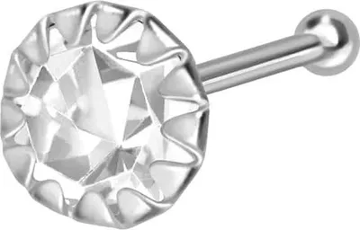 Produktbild von Nasenpiercing, Nasenstecker 925er Silber Nasenstecker Pin EINGEFASSTER KRISTALL Kristallklar 3mm