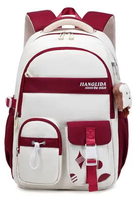 Produktbild von Schulrucksack Teenager Mädchen Rucksack Schule Damen Herren Tagesrucksack Laptop Rucksack Wasserdicht Weinrot