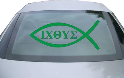 Produktbild von Indigos UG - Aufkleber Heckscheibe & Motorklappe DE2858 - grün - 600x257 mm - Christentum - Fisch - Auto Scheiben Fenster Heckklappe Tuning Racing JDM - Die cut