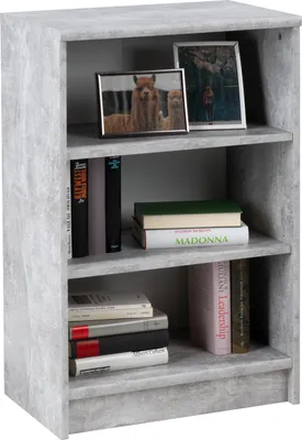 Produktbild von Bücherregal - Betondekor - Weiß - 54 x 86 cm - 3-fach höhenverstellbare Einlegeböden