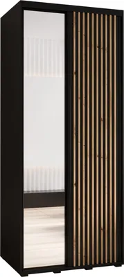 Produktbild von MEBLE KRYSPOL Lanko 2 Schrank mit 2 Schiebetüren  - 235,2x100x60 cm - Schwarz Schwarz Artisan