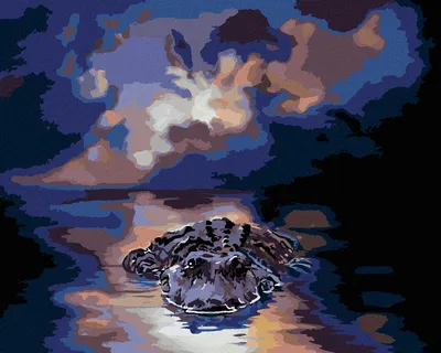 Produktbild von Zuty - Malen nach Zahlen - ALLIGATOR IM WASSER UND DER MOND (D. RUSTY RUST), 40x50 cm, ohne Keilrahmen