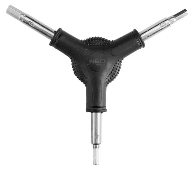 Produktbild von NEO TOOLS 3-in-1 Innensechskantschlüssel Y-Typ CrV-Stahl 4 mm 5 mm 6 mm Ergonomischer Griff Schwarz für Fahrradmontage