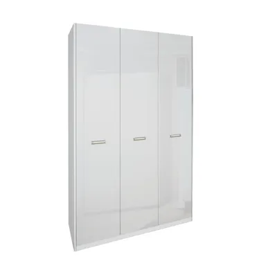 Produktbild von 3-türiger Kleiderschrank Weiß Hochglanz / Matt – 1380 × 2250 × 550 mm