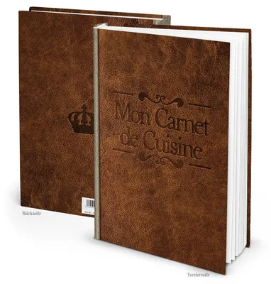 Produktbild von XXL Rezeptbuch zum Selberschreiben MON CARNET de CUISINE LEDER- NOSTALGIE-LOOK Titel FRANZÖSISCH 164 Seiten + Register Meine Rezepte - Eigenes Kochbuchohne Metallecken