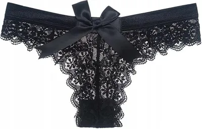 Produktbild von Spitzen-String - Sinnliche Slips - Damen-Brazilian-Slips - Ausgeschnittene Slips - Schwarz - S/M