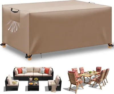 Zdjęcie produktu dla Wodoodporny pokrowiec na meble ogrodowe khaki 242 x 162 x 100 cm