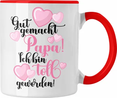 Produktbild von Trendation - Vater Papa Tasse Geschenk von Tochter zum Geburtstag Weihnachten Kaffeetasse Lustig Geschenke Vatertag Vatertagsgeschenk (Rot)