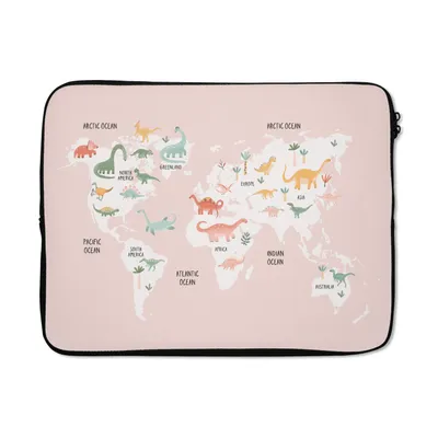 Produktbild von MuchoWow® Laptop Hülle 15 Zoll Weltkarte - Kinder - Dino Laptoptasche - Laptoptasche - Sleeve - Rundum-Schutz