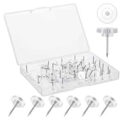 Produktbild von 150 Stück Transparente Reißzwecke, 16mm Reißnagel mit Plastikbox, Karte Nagel Pinnadeln, Polster Reißzwecken, Durchsichtig Reißnägel Pins für DIY, Bulletin Board, Kork Boards, Wandkarten