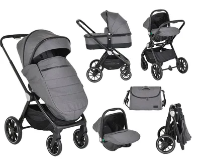 Produktbild von Cangaroo Kombikinderwagen 3 in 1 Christiano Babywanne Babyschale klappbar Tasche grau