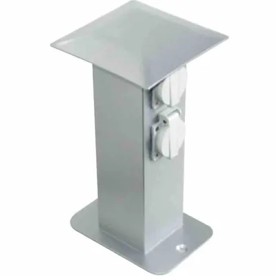 Produktbild von MCJ Gartensäule Steckdosensäule Outdoor Garten silber 4 Steckdosen