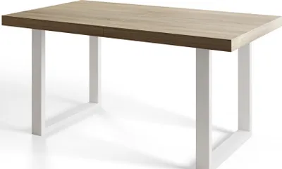 Obrázek produktu pro Průmyslový jídelní stůl LOFT-U, velikost: 200X100X77 cm, barva stolu v obývacím pokoji: SONOMA, s kovovými nohami v bílé barvě