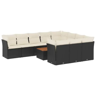 Produktbild von "2026 MODERNE" 11-tlg. Garten-Lounge-Set - elegantes Design - Sitzgruppe/Gartengarnitur - mit Kissen Schwarz Poly Rattan - Terassenmöbel NeuMöbel499221