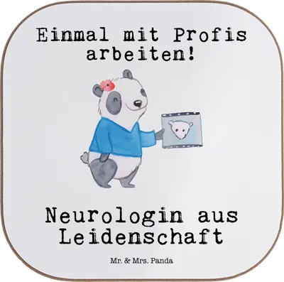 Produktbild von Mr. & Mrs. Panda Untersetzer für Gläser Neurologin Leidenschaft - Weiß - Geschenk, gläseruntersetzer, Spruch, Tasse, Mediziner, Beruf, Medizinstudium, Tischuntersetzer
