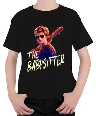 Zdjęcie produktu dla Koszulka dziecięca Uni The Babysitter Slasher Sunglasses Spiked Club 80s Steve Harrington, czarny, 128