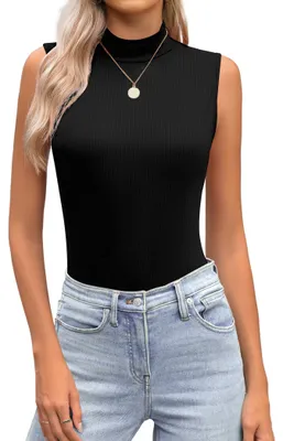 Productafbeelding van Dames Zomer Tanktop - Mouwloos Turtleneck - Zwart