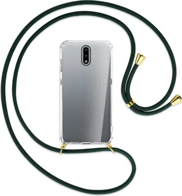 Produktbild von Handykette Backcover-Schutzhülle mit Band (Metall goldfarben) für Nokia 2.3 - dunkelgrün