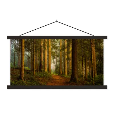 Produktbild von MuchoWow® Textilposter Wald - Natur - Bäume - Landschaft - Laub 150x75 cm mit schwarzem Rahmen - Posterleiste