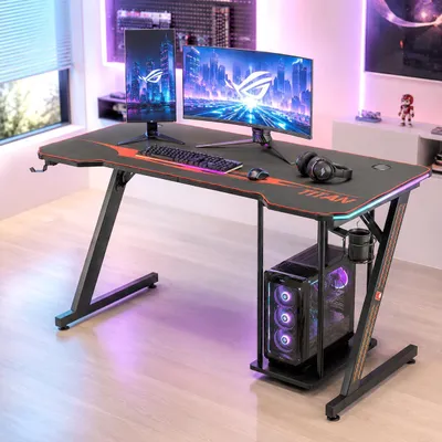Obrázok produktu pre Herný stôl MY SIT 140 cm TITAN s LED osvetlením a podložkou pod myš