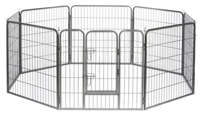 Image de Parc pour chiot enclos pour chien - Métal résistant aux intempéries - 77 x 100 cm - 8 éléments - Avec porte