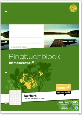 Produktbild von Ringbuchblock A4 70g 100 Blatt 5mm kariert Packung mit 10 Stück