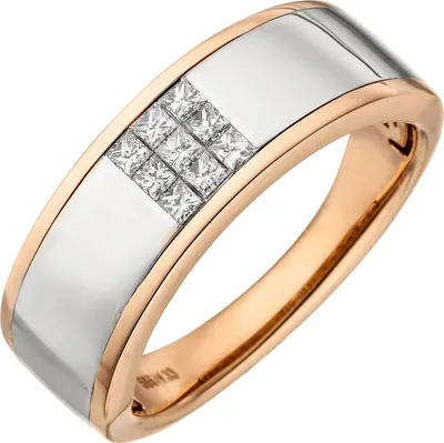 Produktbild von Ring Damenring 9 Brillanten Diamanten Princess-Schliff 585 Gold Rotgold Rosegold Innenumfang 56mm  Ø17.8mm