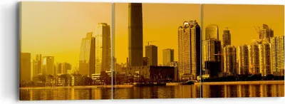 Produktbild von Bild auf Leinwand - Leinwandbild - Stadt â € <Agglomeration Fluss Flugzeug - 90x30cm - Wand Bild - Wanddeko - Leinwanddruck - Bilder - Kunstdruck - Leinwand bilder - Wandkunst - CA90x30-2726