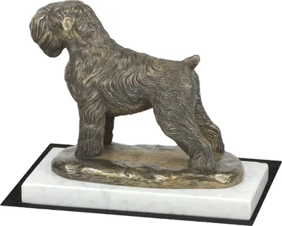 Obrázok produktu pre Ruský čierny teriér, Russkiy Tchiorny Terrier – soška psa, figúrka na bielom mramore, trofej pre výstavu psov Art-Dog