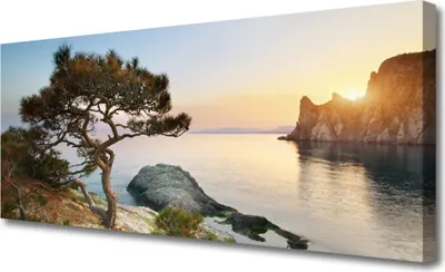 Produktbild von Tulup Leinwand-Bilder 125x50 Wandbild Canvas Kunstdruck See Baum Landschaft