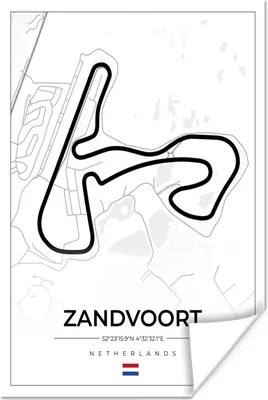 Produktbild von MuchoWow® Poster Formel 1 - Rundkurs Zandvoort - Rennstrecke - Niederlande - Weiß 40x60 cm - Plakate für die Wand - Poster Babyzimmer