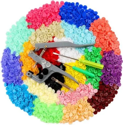 Produktbild von Famanu Druckknopfset mit Druckzange - 400 Kunststoff Druckknöpfe, 20 Farben, inkl. Aufbewahrungstasche