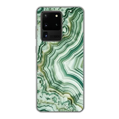 Produktbild von MuchoWow® Handyhülle Schutzhülle Hülle für Samsung Galaxy S20 Ultra Natursteine - Grün - Gesteine und Mineralien Silikon Softcase Handy Hülle - Karteninhaber